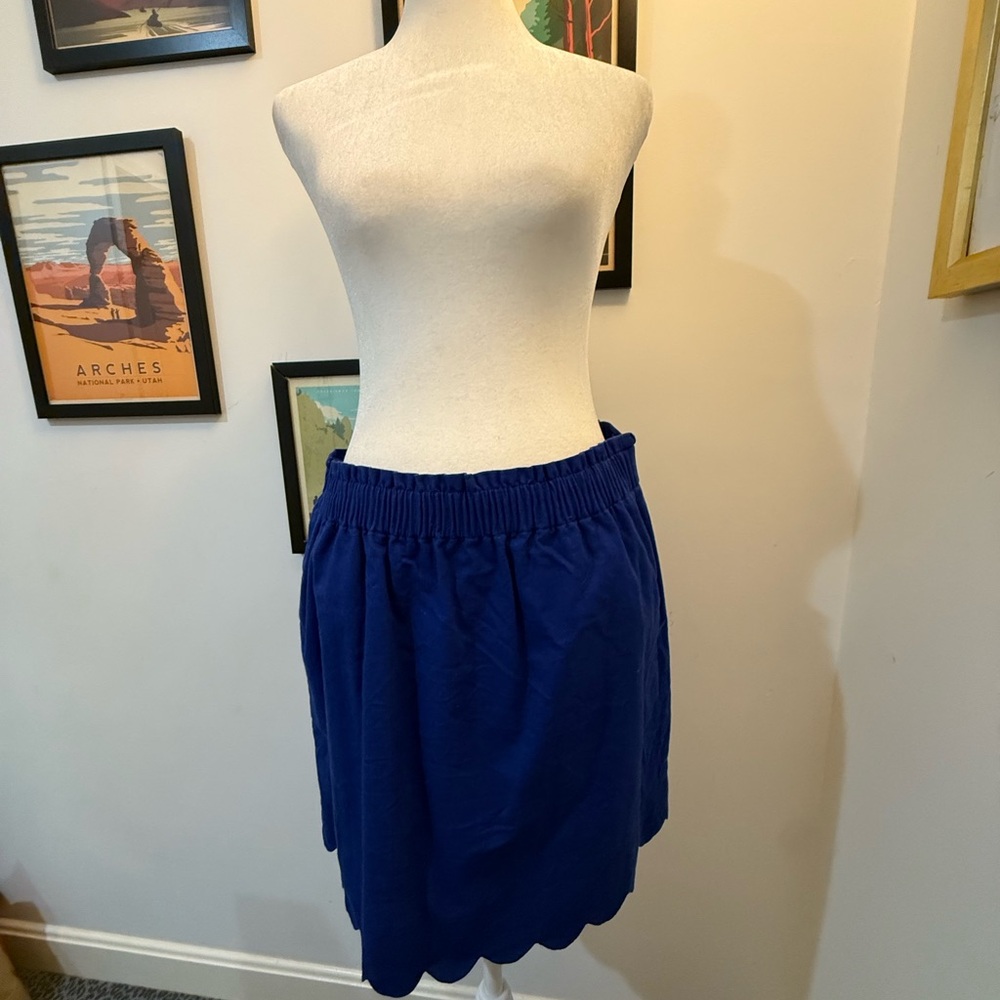 J. Crew Royal Blue Skirt with Scalloped Hem & Pockets